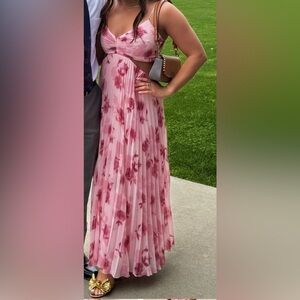 NWT Abercrombie & Fitch Giselle Babydoll Maxi Dress Pink Floral Cutout XLT Z